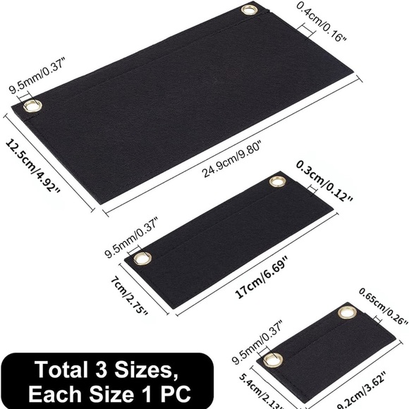 3 Piece Purse Felt Insert Organizer Black - Picture 3 of 4